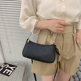 Small Chain Clutch Armpit Shoulder Bag Solid PU Leather