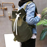 Army Green Teen School Backpack Casual Men Canvas Travel Rucksack