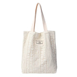 Casual Letter Print Canvas Handbag for Women