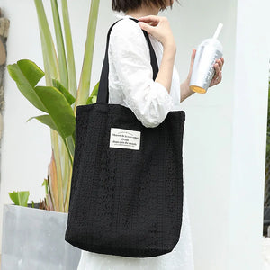 Casual Letter Print Canvas Handbag for Women