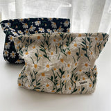 3D Embroidery Little Daisy Cosmetic Bag Women Handbags Cotton Fabric Makeup Bag