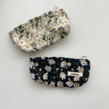 3D Embroidery Little Daisy Cosmetic Bag Women Handbags Cotton Fabric Makeup Bag