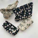 3D Embroidery Little Daisy Cosmetic Bag Women Handbags Cotton Fabric Makeup Bag
