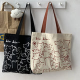 Animal Hand-painted Illustration Shoulder Bag Retro Canvas Shopping Bags