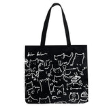 Animal Hand-painted Illustration Shoulder Bag Retro Canvas Shopping Bags