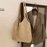 Japanese Plush Shoulder Bag Bear Embroidery Handbags