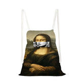 Art Oil Painting Print Backpack Girls Drawstring Bag Travel Backpack