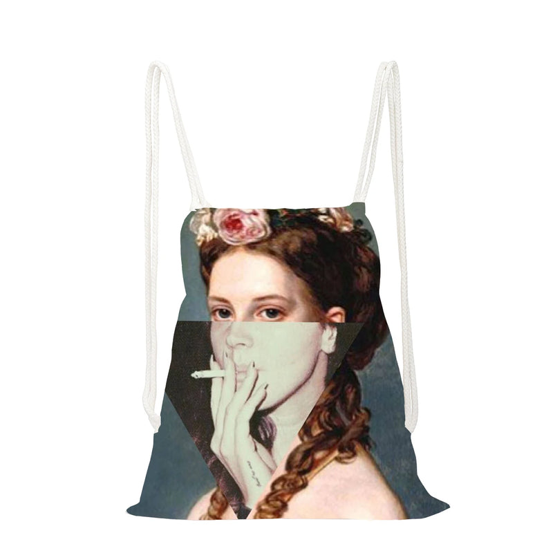 Art Oil Painting Print Backpack Girls Drawstring Bag Travel Backpack