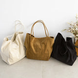 Corduroy Handbag Large Capacity Shopping Bag Casual Shoulder Tote