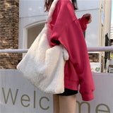 Faux Fur Women Shoulder Bag Large Casual Tote