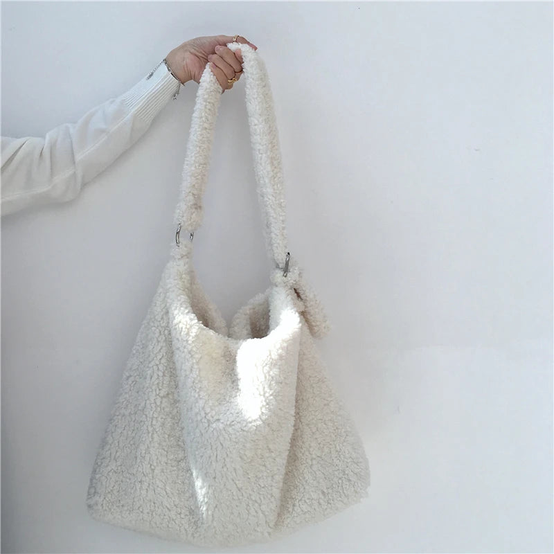 Faux Fur Women Shoulder Bag Large Casual Tote