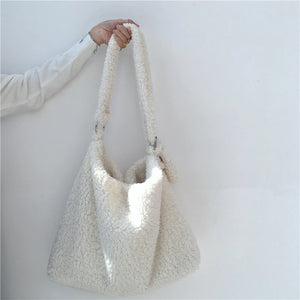 Faux Fur Women Shoulder Bag Large Tote Messenger Bag