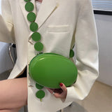 Fashion Oval Rugby Crossbody Bags for Women Solid PU Leather Shoulder Bags