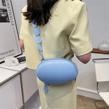 Fashion Oval Rugby Crossbody Bags for Women Solid PU Leather Shoulder Bags