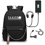 Assassination Classroom Printed USB Backpack With Chain Headphone Port