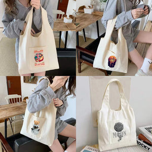 Astronaut Canvas Shoulder Bag Large Capacity Tote Lazy Casual Storage Bag