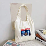 Astronaut Canvas Shoulder Bag Large Capacity Tote Lazy Casual Storage Bag