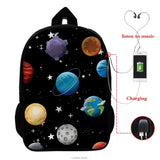 Astronaut 3D Backpack USB Charging School Bag Boys Girls Rucksack
