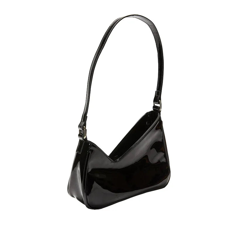 Patent Leather Shoulder Bag Glossy Short Strap Underarm Purses