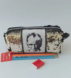 Atat?rk Pattern Grey and Gold Makeup Bag