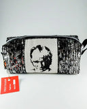 Atat?rk Pattern Grey and Gold Makeup Bag