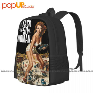 Attack Of The 50 Foot 1958 Film Poster Backpack School Travel Bag