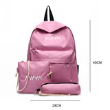 Attra-Yo 3Set Women Backpack Student Bag Lightweight Multifunction