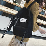 Attra-Yo Canvas School Backpacks Student Bag Personality Ribbon