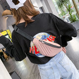 Attra-Yo Plaid Messenger Belt Bag Women Girl Fanny Chest Pack Geometric Patterns