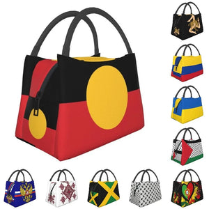 Aboriginal Flag Lunch Bag Outdoor Picnic Cooler Thermal Bento Box Women Shoulder