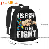 Autism Awareness Backpack Large Capacity Sports Style Travel Foldable