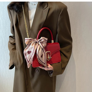Autumn Winter High-Quality Small Square Bag Velvet Splicing