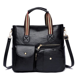 Autumn Winter PU Texture Hand Bag Leather Shoulder Bag Tote Girl