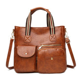 Autumn Winter PU Texture Hand Bag Leather Shoulder Bag Tote Girl