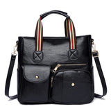 Autumn Winter PU Texture Hand Bag Leather Shoulder Bag Tote Girl