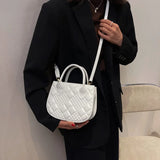 Autumn Winter Lingge Retro Niche Cross Texture Tote Handbag