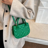 Autumn Winter Lingge Retro Niche Cross Texture Tote Handbag