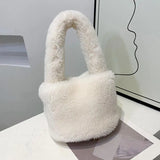 Soft Lambswool Women's Tote Bag Furry Plush Clutch Bag