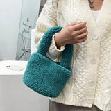 Soft Lambswool Women's Tote Bag Furry Plush Clutch Bag