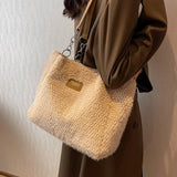 Autumn Winter Plush Shoulder Bag Women Large Capacity Handbag