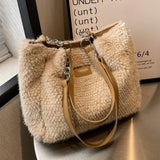 Autumn Winter Plush Shoulder Bag Women Large Capacity Handbag