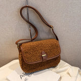 Texture Plush Small Square Bag Soft Messenger Bags
