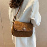 Texture Plush Small Square Bag Soft Messenger Bags