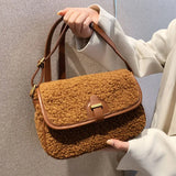 Texture Plush Small Square Bag Soft Messenger Bags
