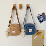 Autumn Winter Bear Messenger Bag Plush Mobile Phone Girls Kids Shoulder Bag