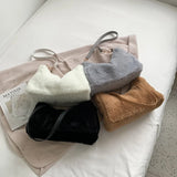 Plush Solid Messenger Shoulder Bag Woman