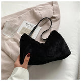 Plush Solid Messenger Shoulder Bag Woman