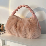 Plush Woven Handbags Women All-match Shoulder Bags