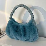 Plush Woven Handbags Women All-match Shoulder Bags