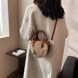 Women's Plush Handbag Retro Leisure Zipper Solid Autumn Winter